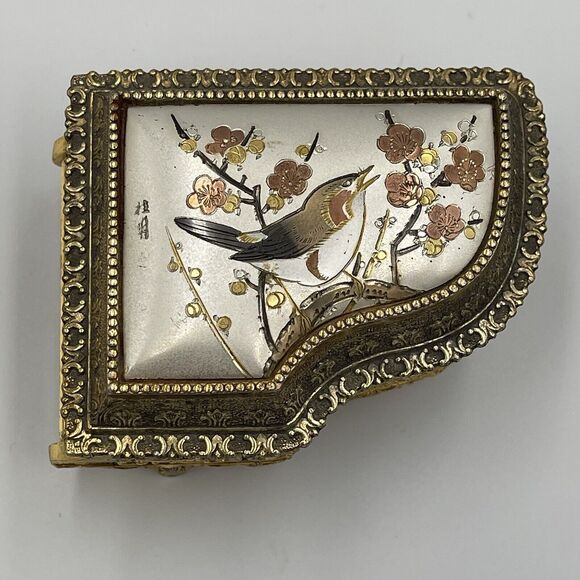 Vintage SANKYO Art Of Chokin Grand Piano Music Box WORKS 1940 - 1960 Japan Bird - Picture 2 of 13